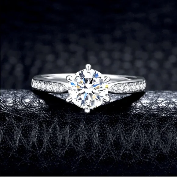Classic 1.5 CT Moissanite Solitaire Engagement Promise 925 Sterling Silv⦠- Picture 3 of 9